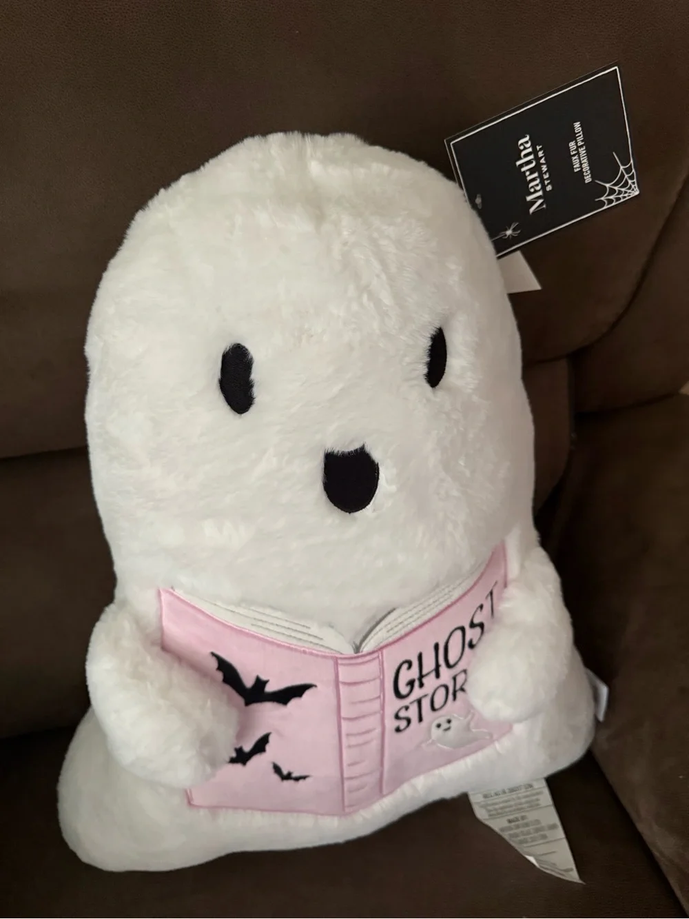 Martha Stewart Halloween Ghost Reading Pink Ghost Stories Plush Pillow 20
